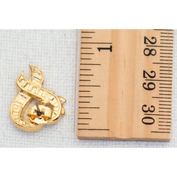 Vintage Pink and Golden Heart Stud Earrings by Avon - A5 - Picture 2 of 2